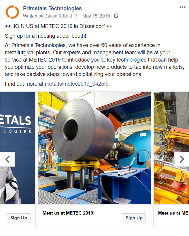 Screenshot Facebook Ad Primetals
