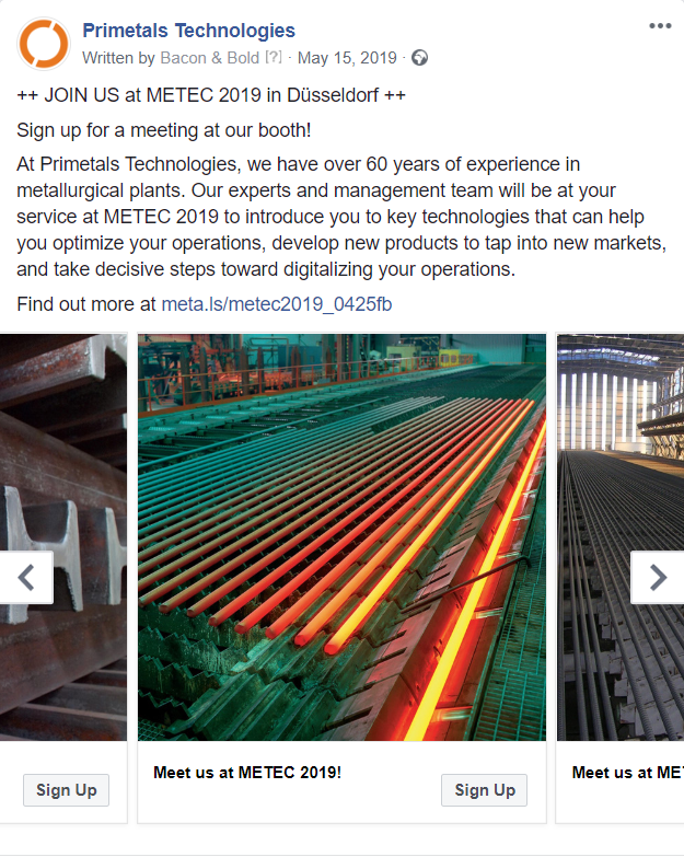 Screenshot Facebook Ad Primetals